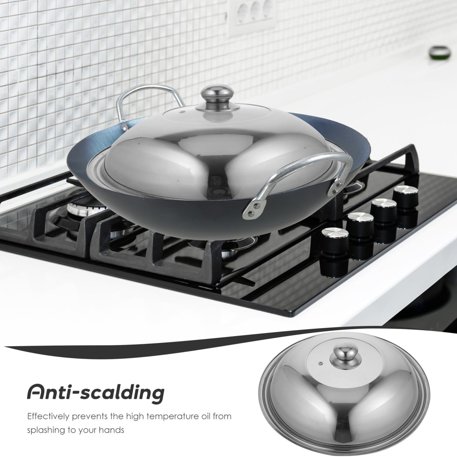 Coperchio Spessore Rinforzato per Pentola Anti Schizzi in Inossidabile Design e Liscio e Conservazione del Calore per Cucina