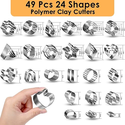Miniatura 3 de Cortadores de arcilla polimérica para hacer aretes, juego de 705 cortadores de arcilla con 49 formas de herramientas de corte de arcilla de acero