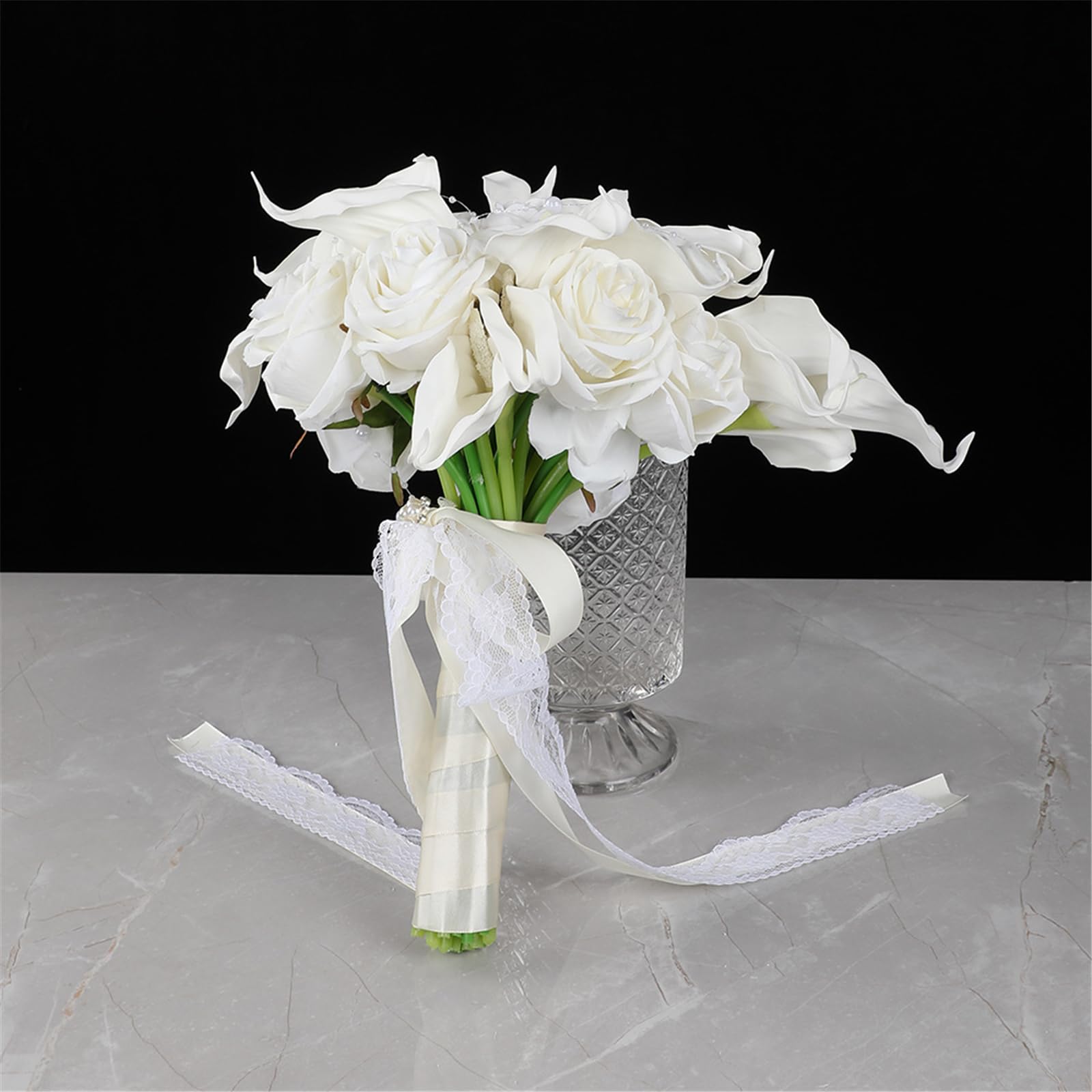 Dateless - Mazzi di fiori artificiali per matrimonio con rose di seta, gigli, decorazioni per eventi, bouquet da sposa, fiori di seta, eleganti fiori artificiali per il matrimonio