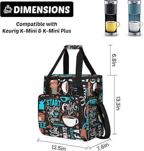 Miniatura 3 de Bolsa de transporte para cafetera, color azul, compatible con K-Mini o K-Mini Plus, portátil, de una sola porción, con bolsillos para cápsulas K-cup