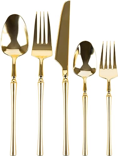 Miniatura 2 de PlasticPro 20 cucharas de sopa de plástico dorado de alta calidad, resistentes, desechables, elegantes, cucharas de sopa para fiesta