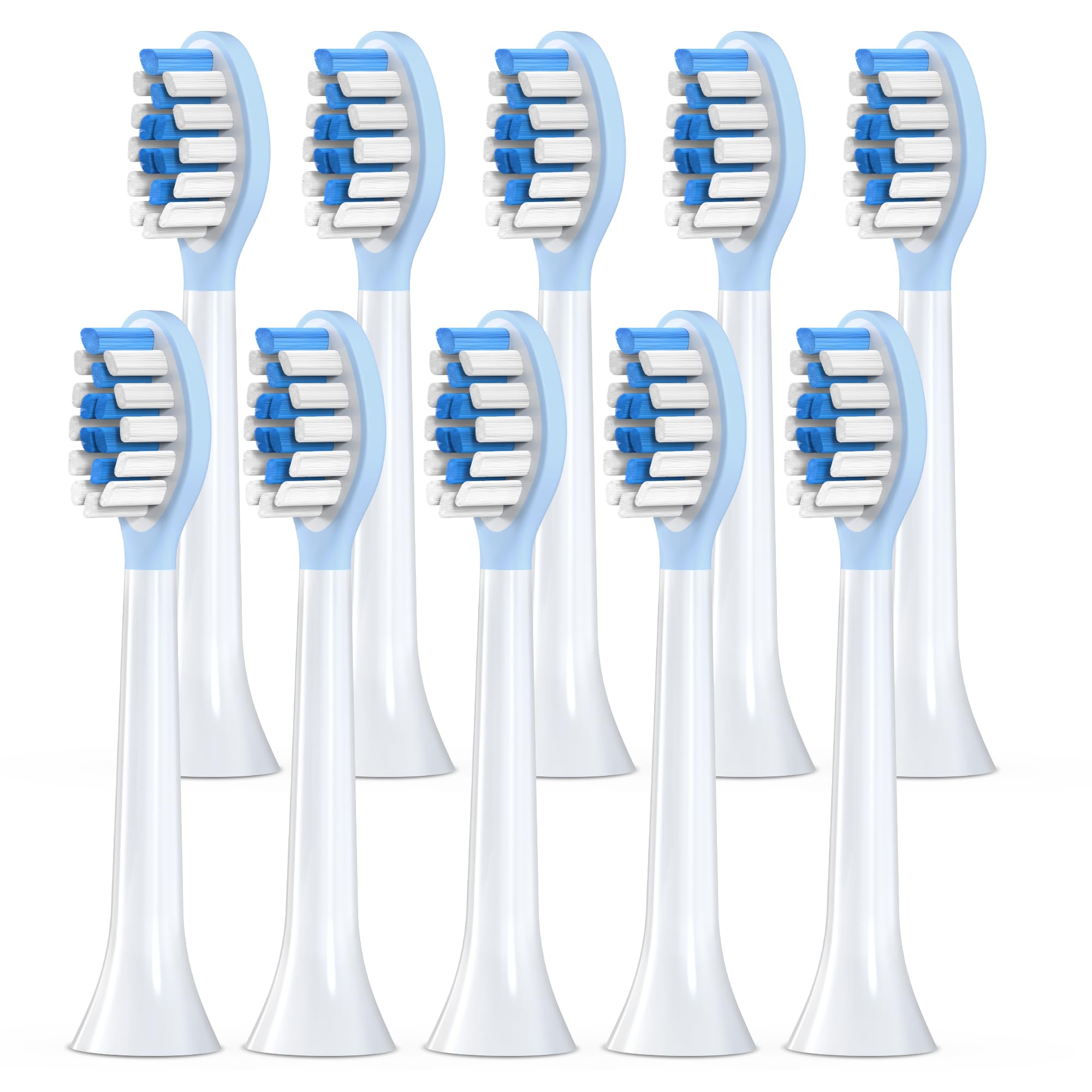 Replacement Toothbrush Heads for Philips Sonicare Electric Toothbrush, 2-in-1 Tongue Cleaner, 10 Pack, Ice Blue,Suitable for Philips Sonicare Heads,