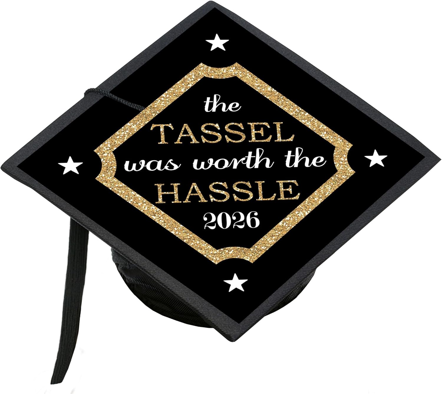 Big Dot of Happiness 2026 Graduation Cap Decorations - Premium Gold Cap Cover Kit, Custom Grad Display, DIY Graduation Cap Topper, Class of 2026 Celebration Set