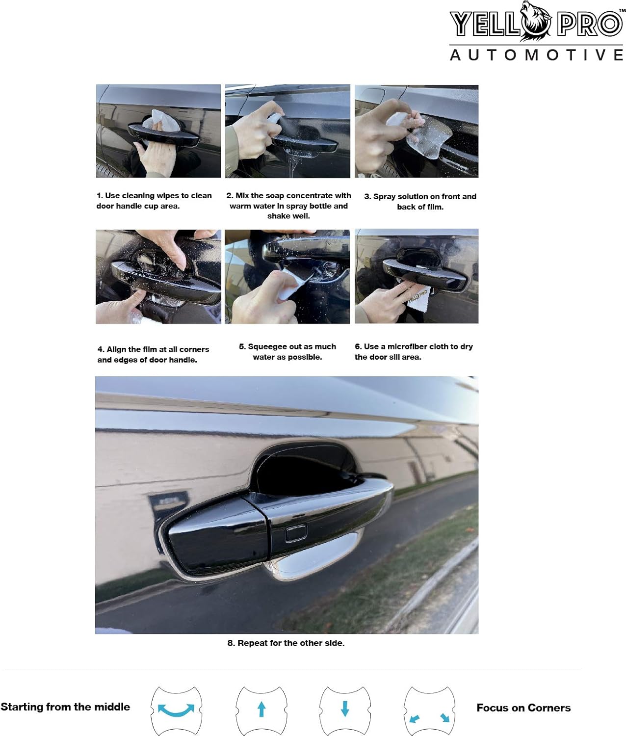 YelloPro Custom Fit Door Handle Cup 3M Scotchgard Anti Scratch Clear Bra Paint Protector Film Cover Self Healing Guard for 2016 2017 2018 2019 2020 2021 2022 2023 Toyota Tacoma Pickup Truck