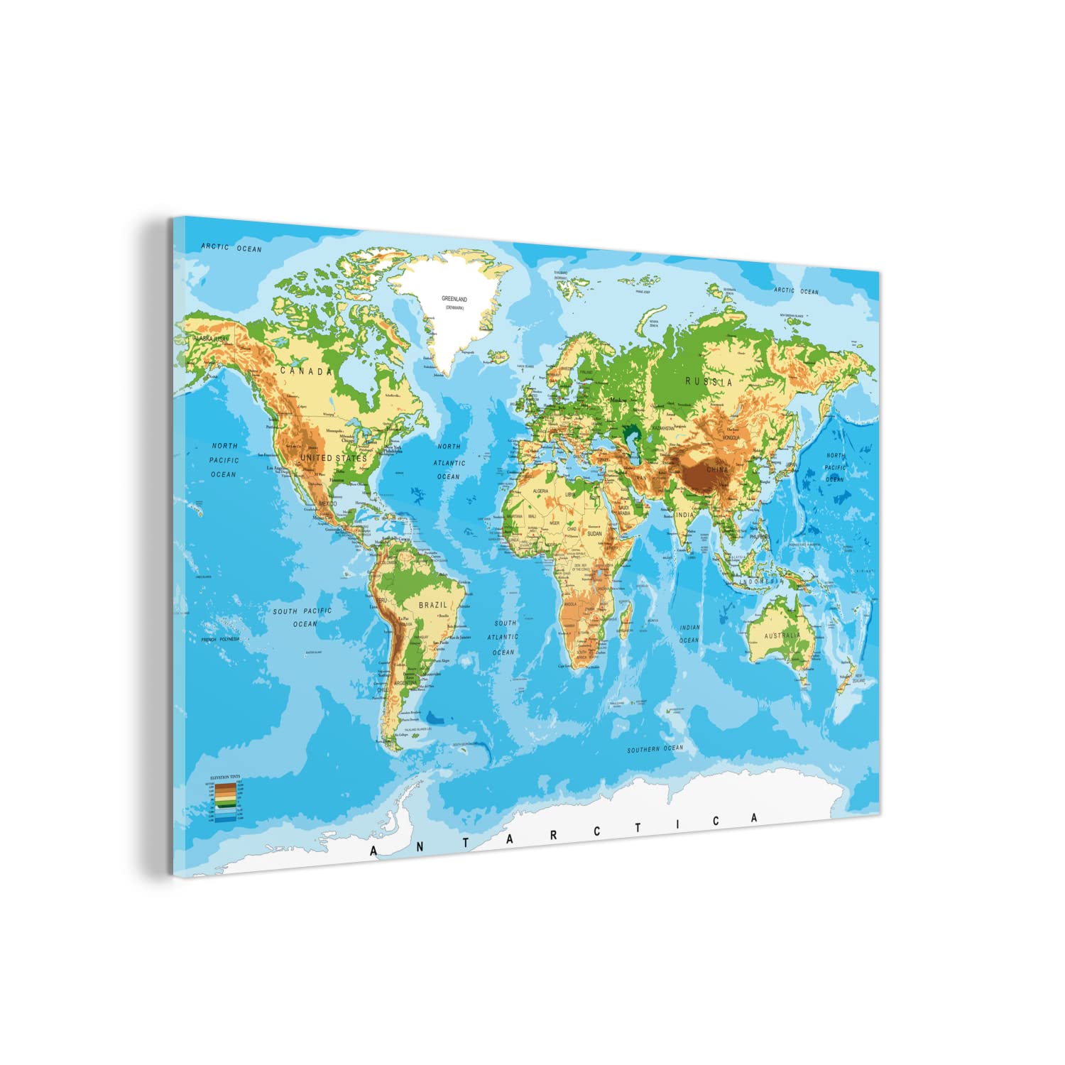 Glasbild Glasfoto Wandbild Bilder Deko 60x40 cm Weltkarte - Atlas - Farben - Kinder - Jungen - Mädchen