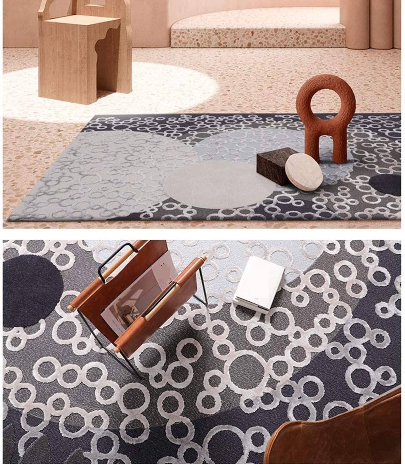 Tapis Salon Tapis en Laine Tissé À La Main Tapis Rectangulaire Simple Fond Anti-dérapant en Lin De Coton Tapis Chambre