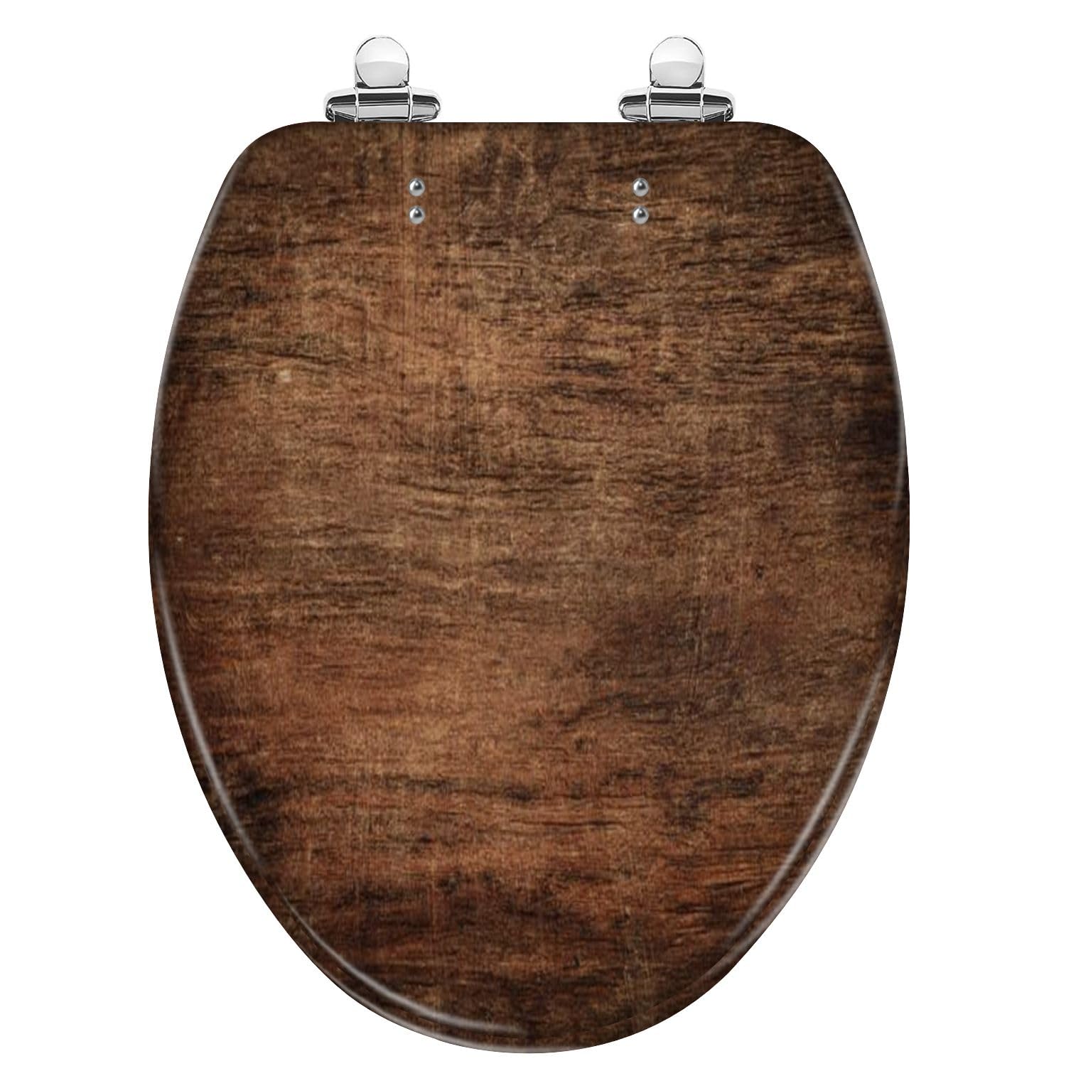 Tazyyzuu Multi5 Cedar Wood Resin Round Toilet Seat With Slow Close Lid Quick Release Hinges Easy Clean Design(,Elongated)