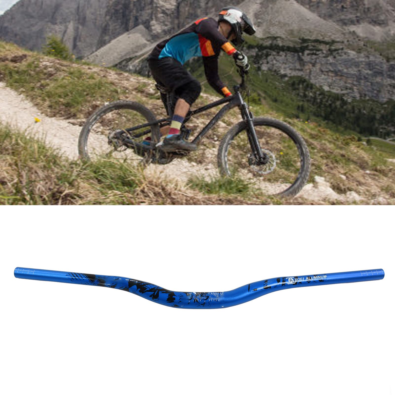 Manubrio per Bici, 31.8x720mm Manubrio Extra Lungo per Bici Manubrio per Bici in Lega di Alluminio Manubrio Adatto per la Maggior Parte delle Bici Bici da Strada BMX(Blu)