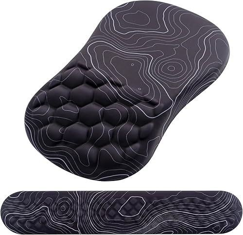 Laokiiy - Soporte de muñeca para mouse, reposamuñecas para teclado 2 en 1 + alfombrilla ergonómica para mouse, reposamuñecas antideslizante para