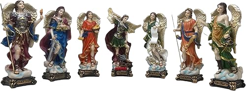 Cannan Set De 7 Arcángeles 9" Resina Multicolor Figuras Religiosas Siete Arcángeles Set