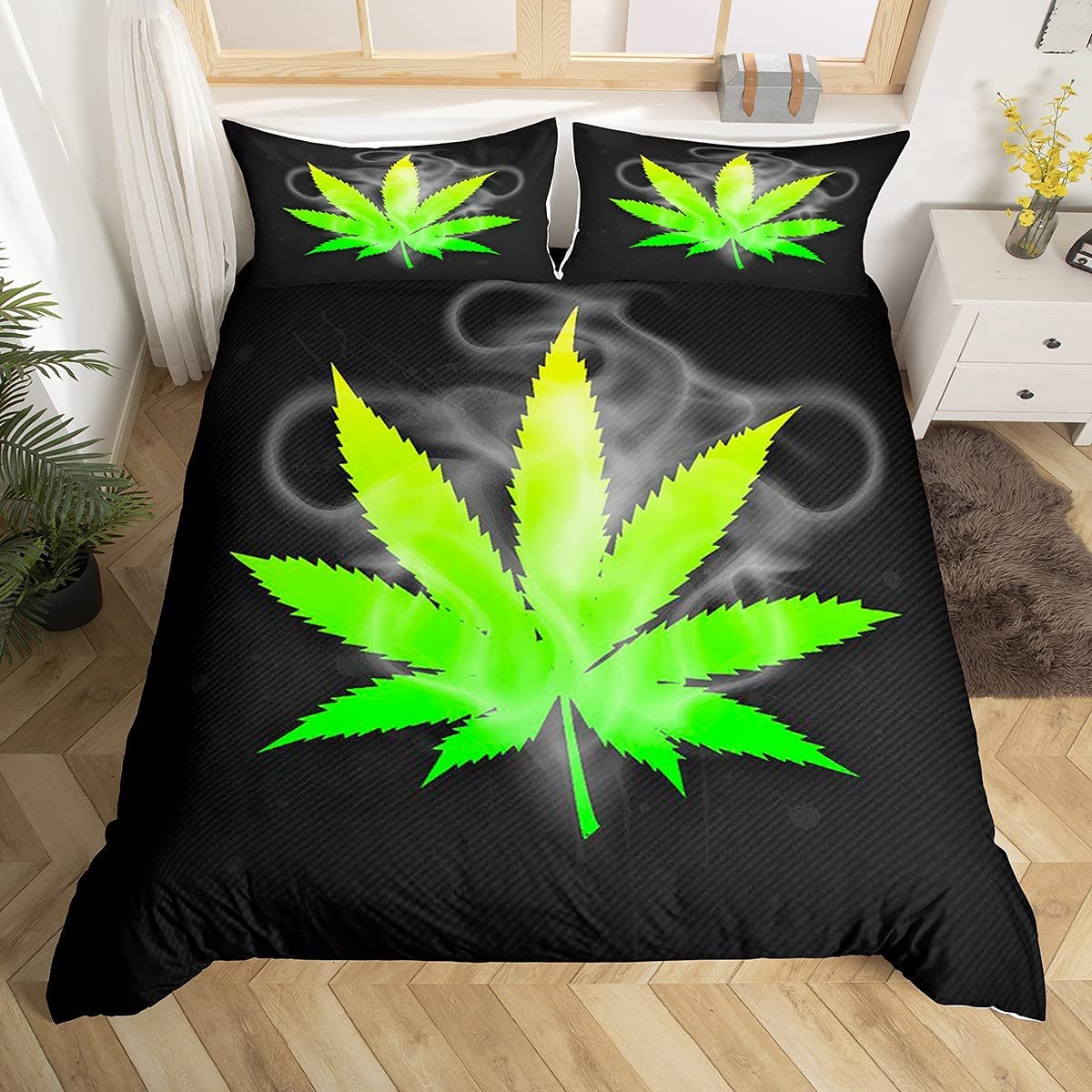 Housse de couette feuille de marijuana pour lit adulte et enfant
