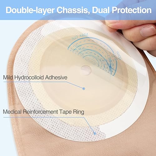 Miniatura 2 de 30 bolsas de urrostomía Urostomía, bolsa de urrostomía drenable de una pieza con tarjeta de medida para colostomía, ileostomía, cuidado del estoma,