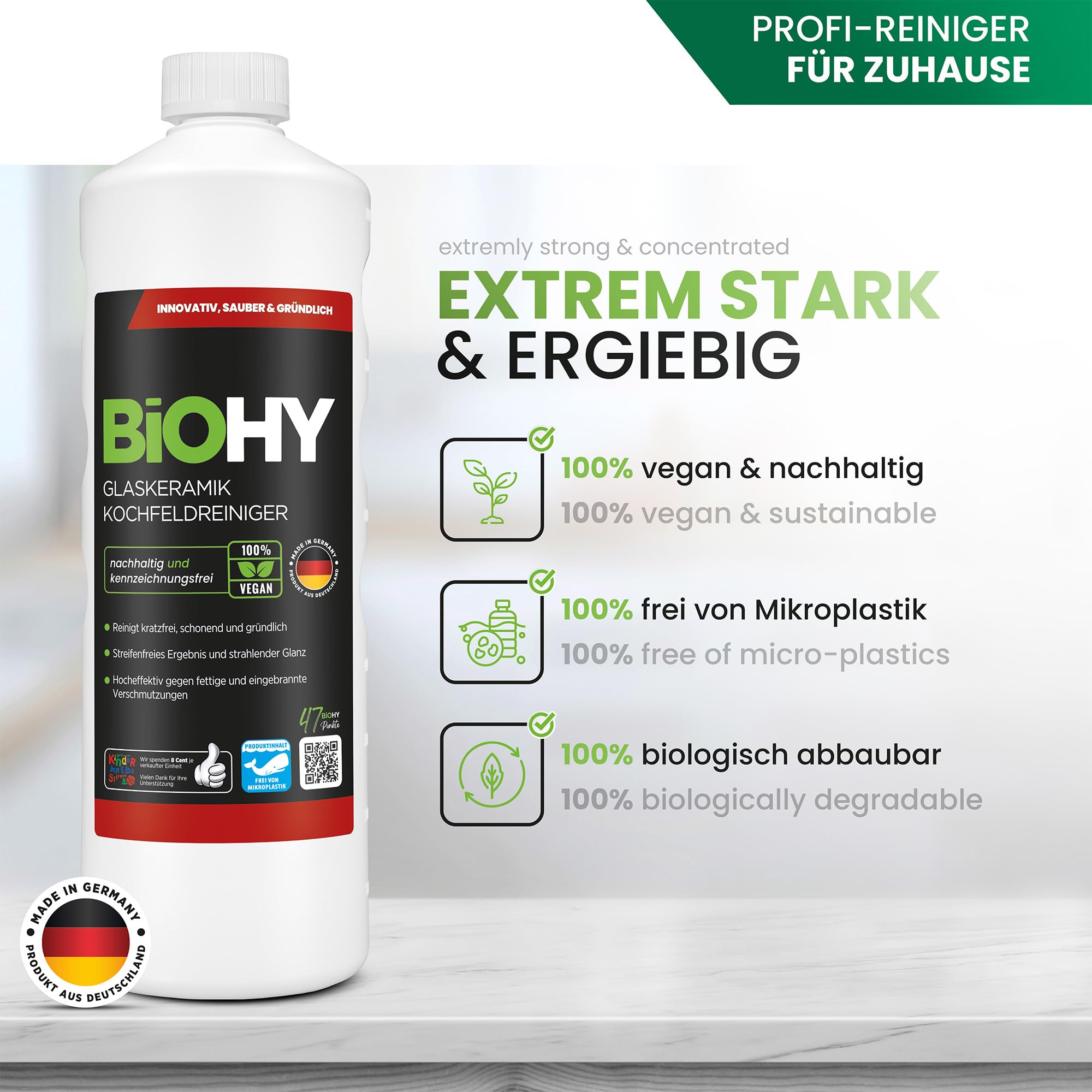 BiOHY Limpiador de vitrocerámica (Bidón de 10 litros) | Cocina radiantemente limpia, para electrodomésticos - brillo sin rayas (Kochfeldreiniger)