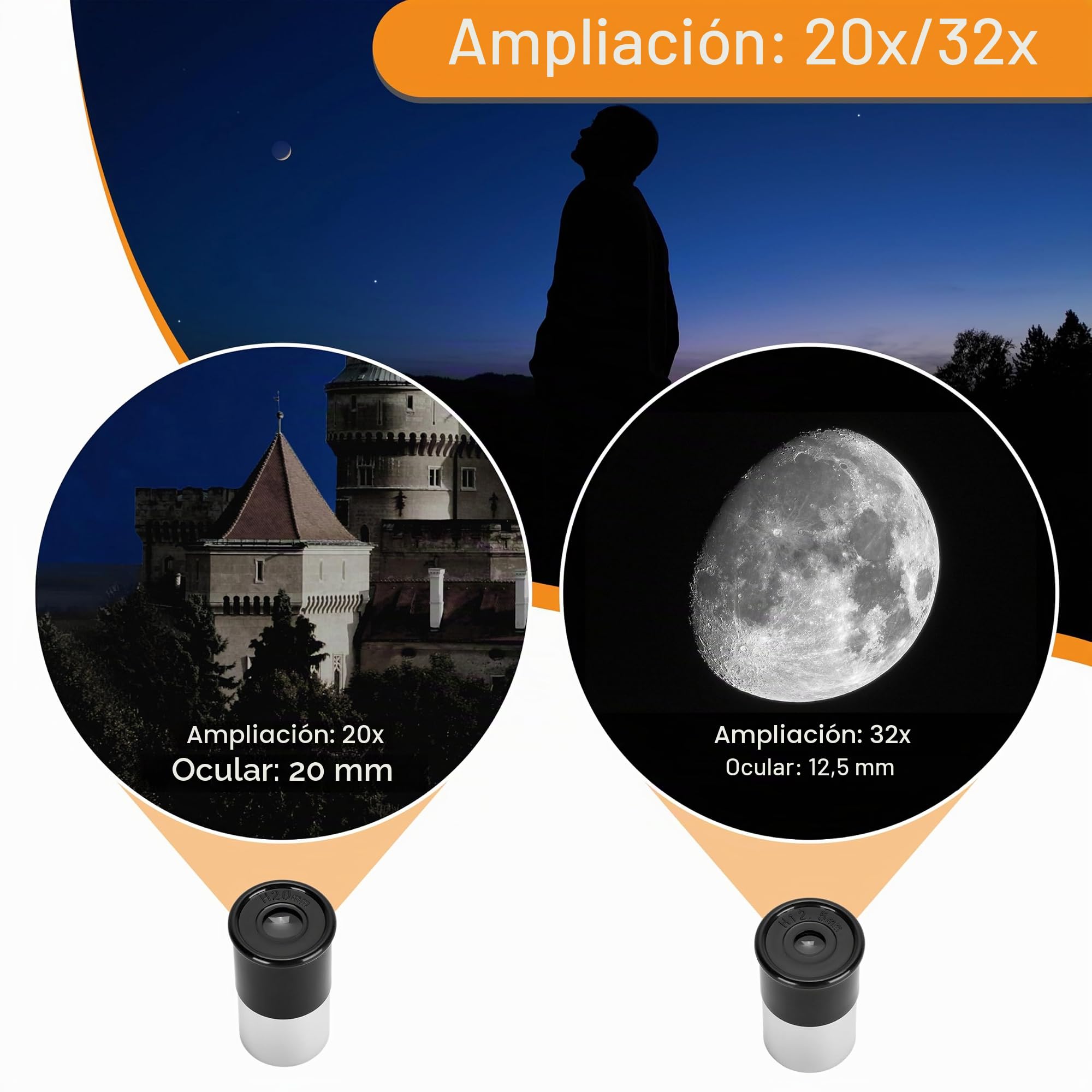Aomekie Telescopio para Niños con Trípode de Mesa, 32X para Observar la Luna, Regalo para Niños, Ideal para Principiantes y Fomentar el Interés Astronómico