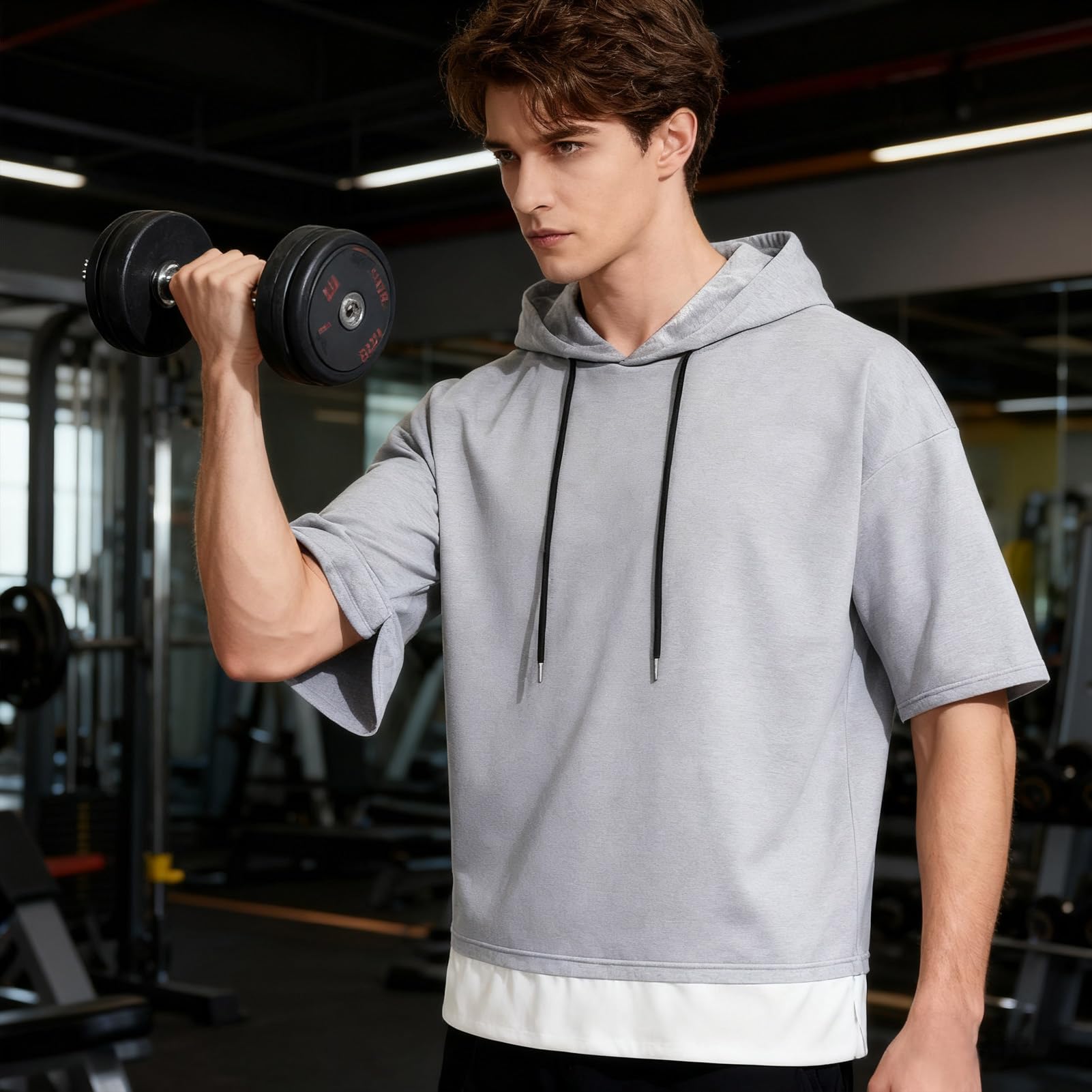 Homme Sweat Manches Courtes Tee Shirt Décontracté Sweats à Capuche Hoodie