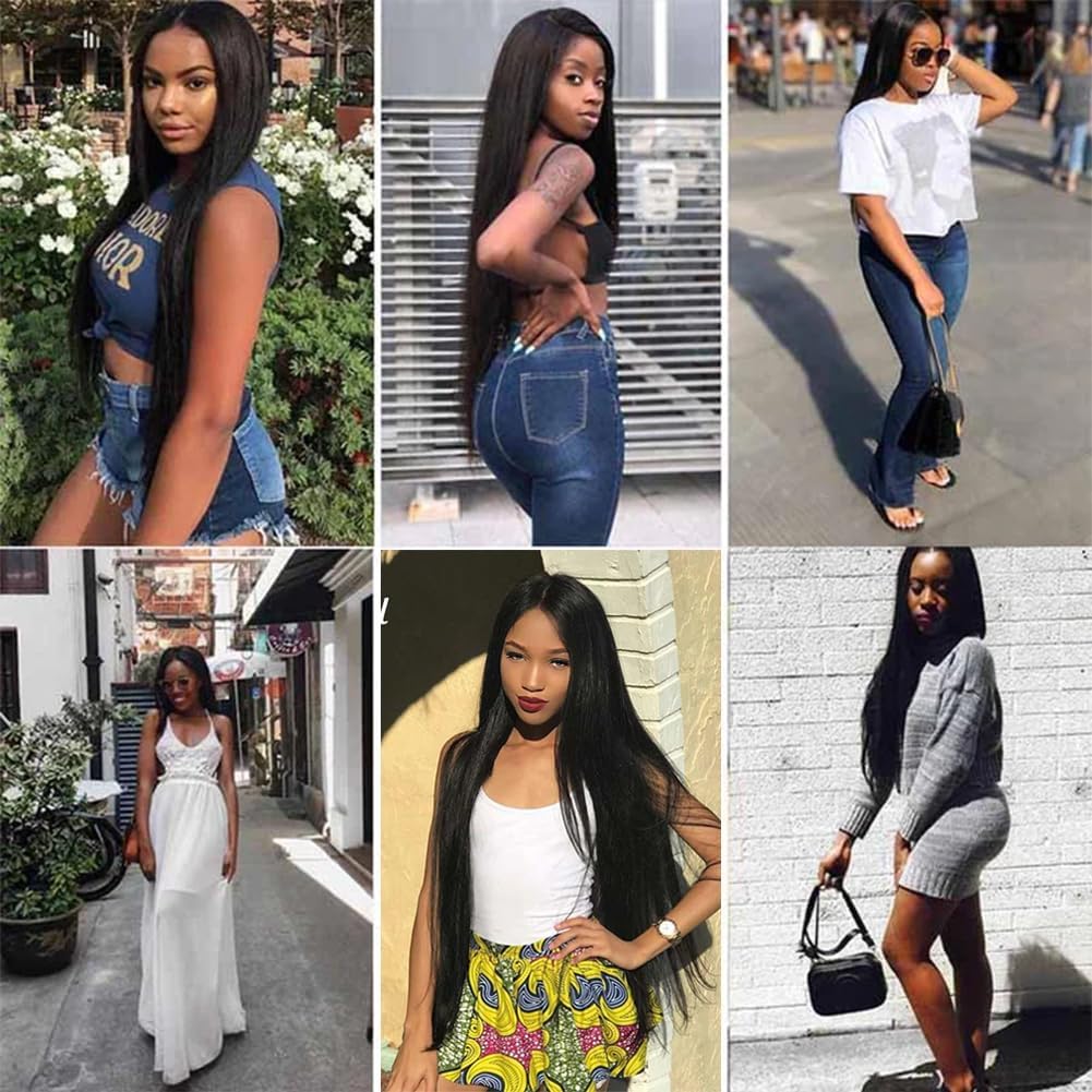 Qiyazai 16 18 20 Inch Human Hair Bundles Straight, 3 Bundles, 100% Unprocessed Brazilian Raw Virgin Hair, Sew-In Installation, Black - Image 3