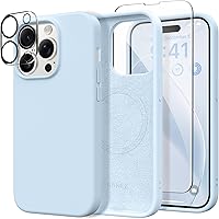 Vista 73 de GONEZ Funda de silicona para iPhone 14 Pro Max, compatible con MagSafe, con protector de pantalla + protector de lente de cámara, silicona líquida a
