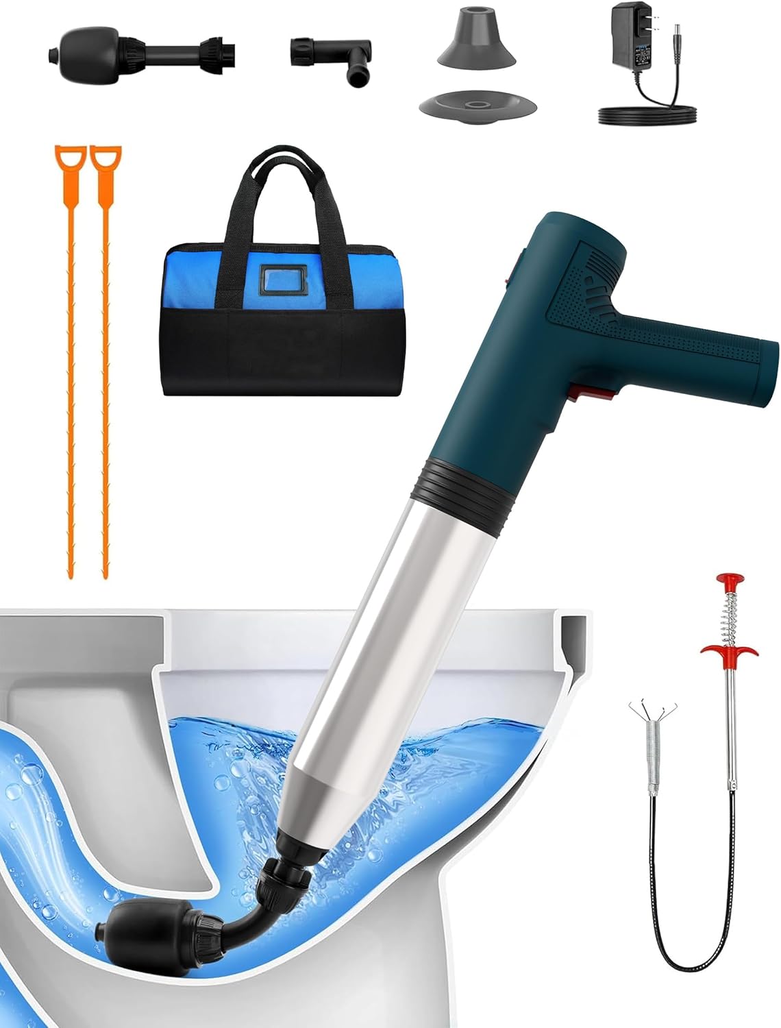 Electric Toilet Plunger Swift High Pressure Drain Unclogger Plungers for Bathroom, Floors, Shower Heavy Duty Versatile Home Toilet Clog Remover