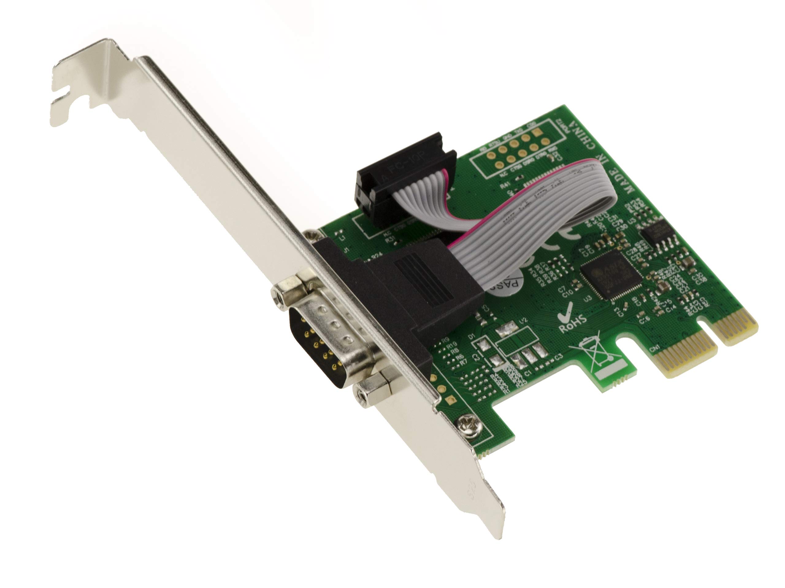 KALEA-INFORMATIQUE Tarjeta Controladora PCIe Serial RS232 1 Puerto PCI Express con Chipset AX99100 ASIX. Opciones de Montaje de Perfil bajo y Alto