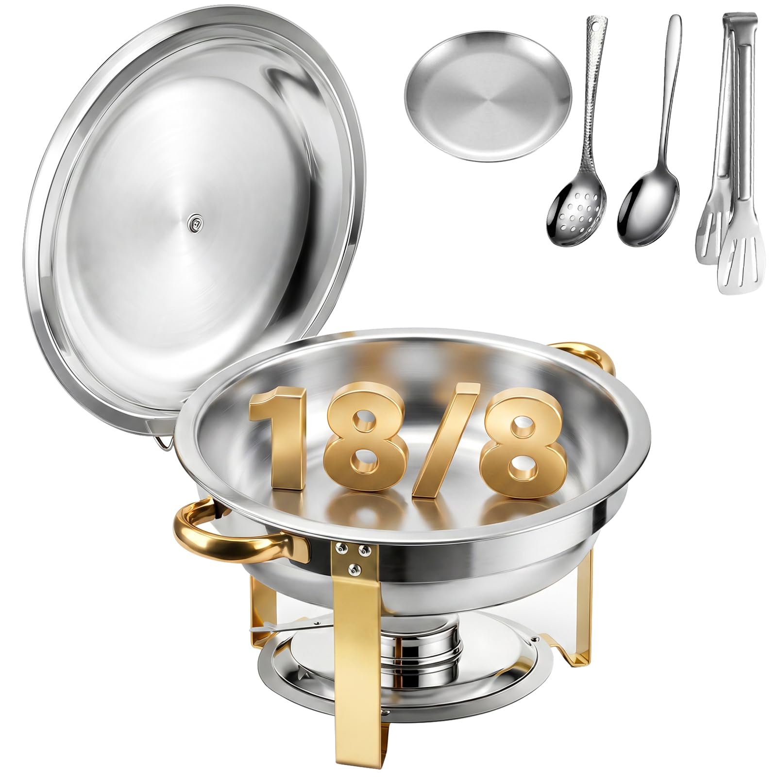 6QT Stainless Steel Chafing Dish Buffet Warmers with Lid &amp; Holders