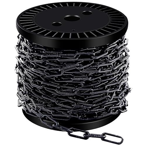 Cadenas colgantes de metal de 50 pies y 112 pulgadas, cadena para accesorios, cadena decorativa negra, cadena de servicio ligero, cadenas de