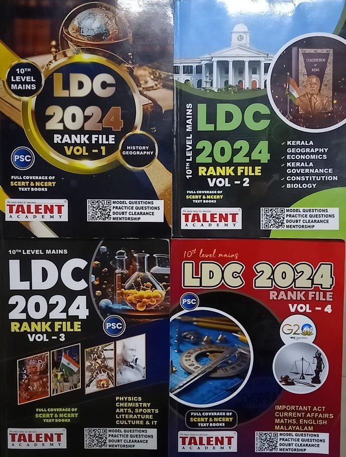 ( Talent ) Kerala PSC LDC 2024 Rank File Set of Vol - 1 , 2 , 3 & 4 - Fully Syllabus Based ( 4 Volume Set ) | 10TH Level Mains - Based on SCERT & NCERT Text Books - 3900+ Pages |