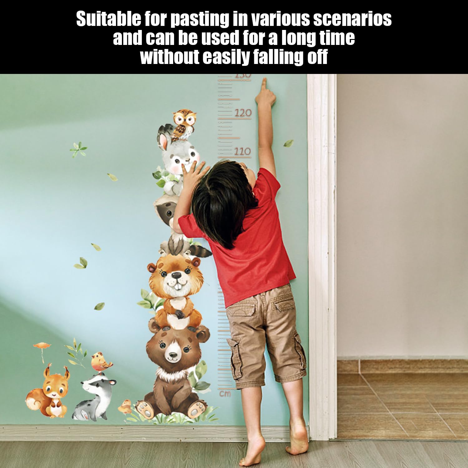 1 Set Di Adesivi Da Parete Per Piccoli Animali Per Bambini, Adesivi Da Parete Carini Con Grafico Dell'Altezza Per Bambini, Adatti A Bambini E Neonati Per Misurare L'Altezza
