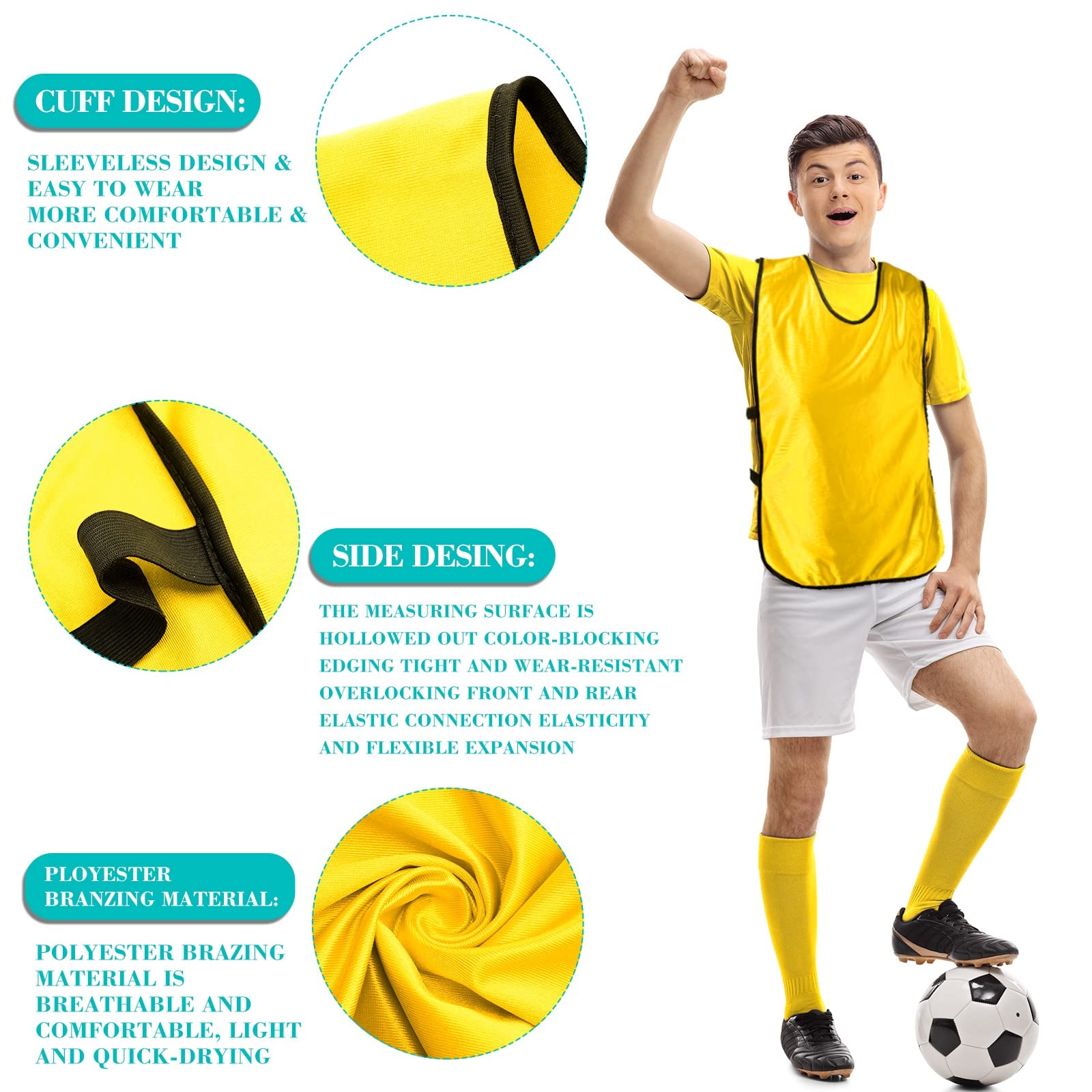 Geyoga 24 Pcs Kids Pinnies Scrimmage Vest Soccer Pinnies Football Youth Jersey Sport Team Vest Basketball Bib for School Boy