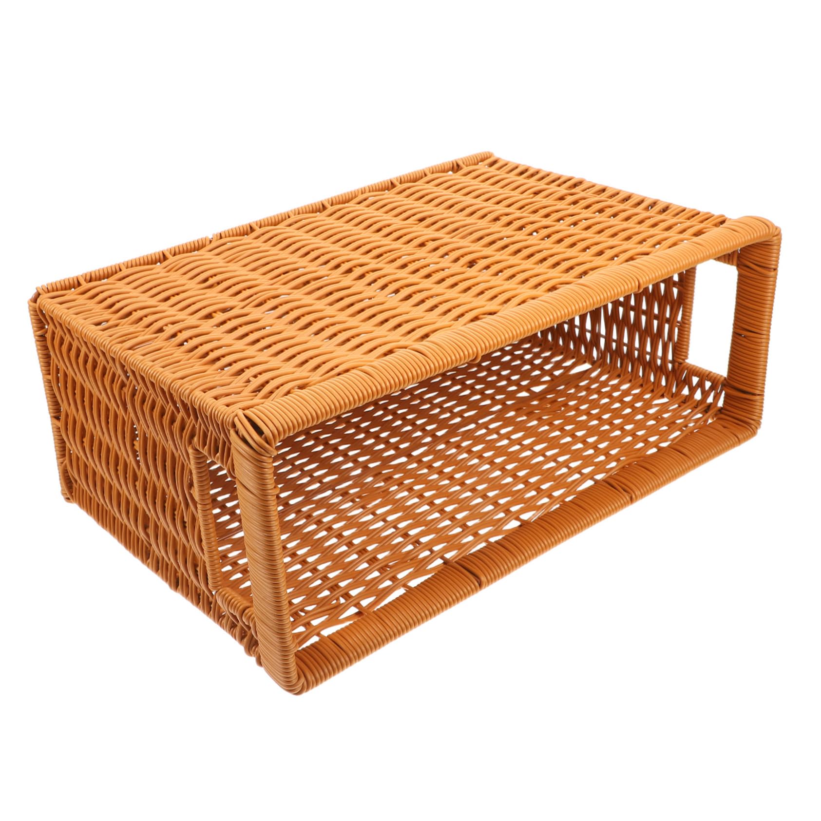 PRETYZOOM Imitation Rattan Woven Storage Basket for Books Magazines Shelf Organizer with Traditional Japanese Design Versatile for Home Decor Living Space Organization