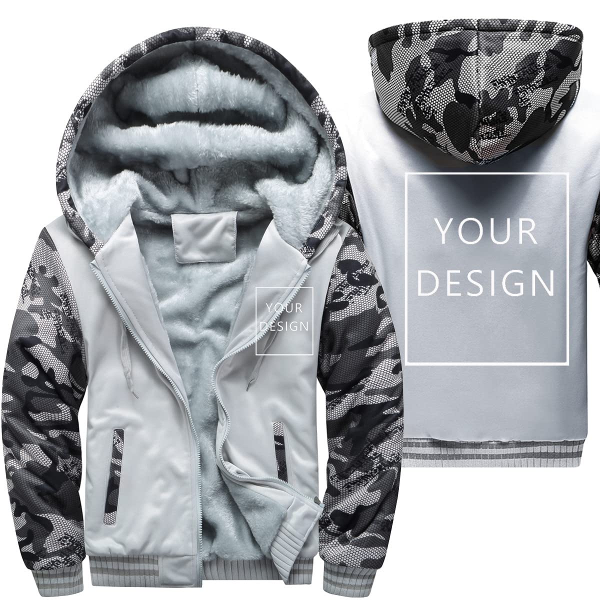 ALRRGPB Custom Hoodie for Men Design Your Own Jacket Add Text Personalized Full Zipped Sweatshirt