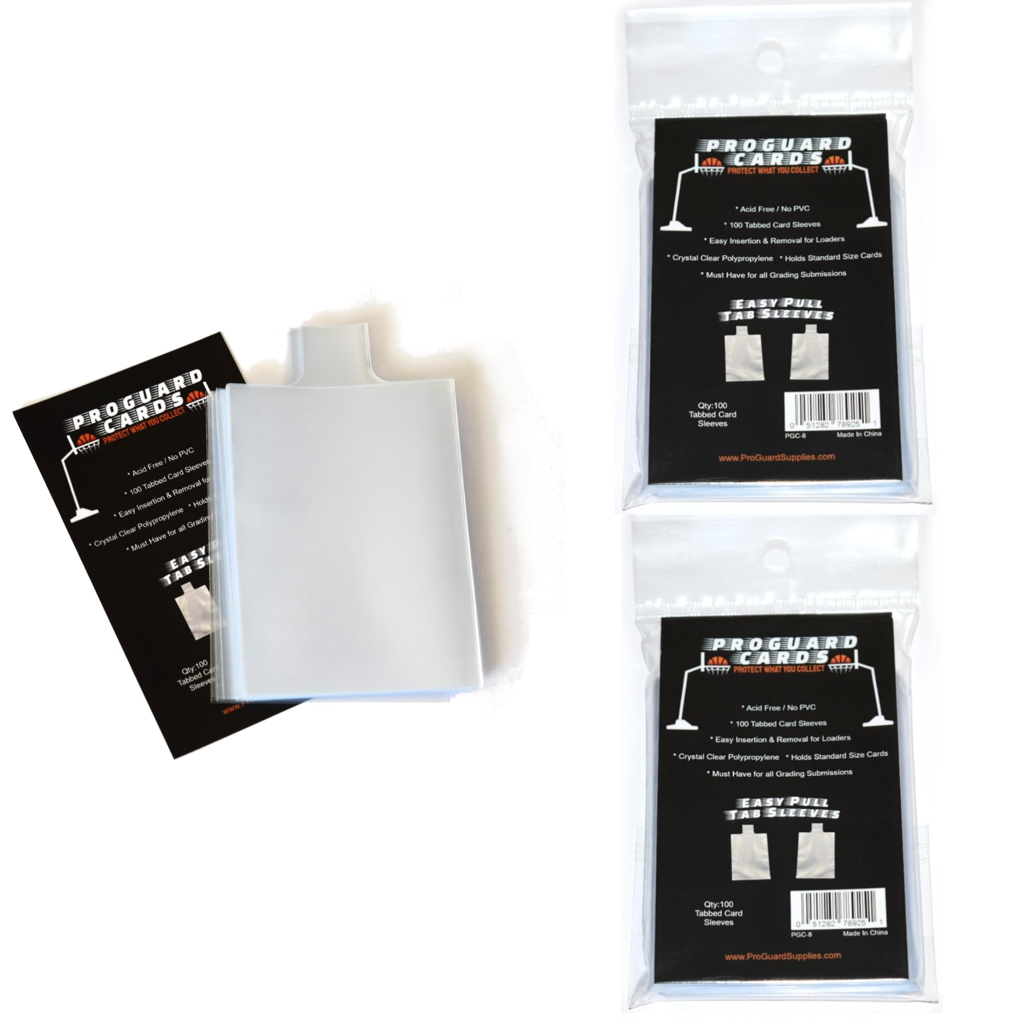 2pks Tabbed Card Sleeves with Easy Pull Tab for Top Loaders & Semi Rigid Holders