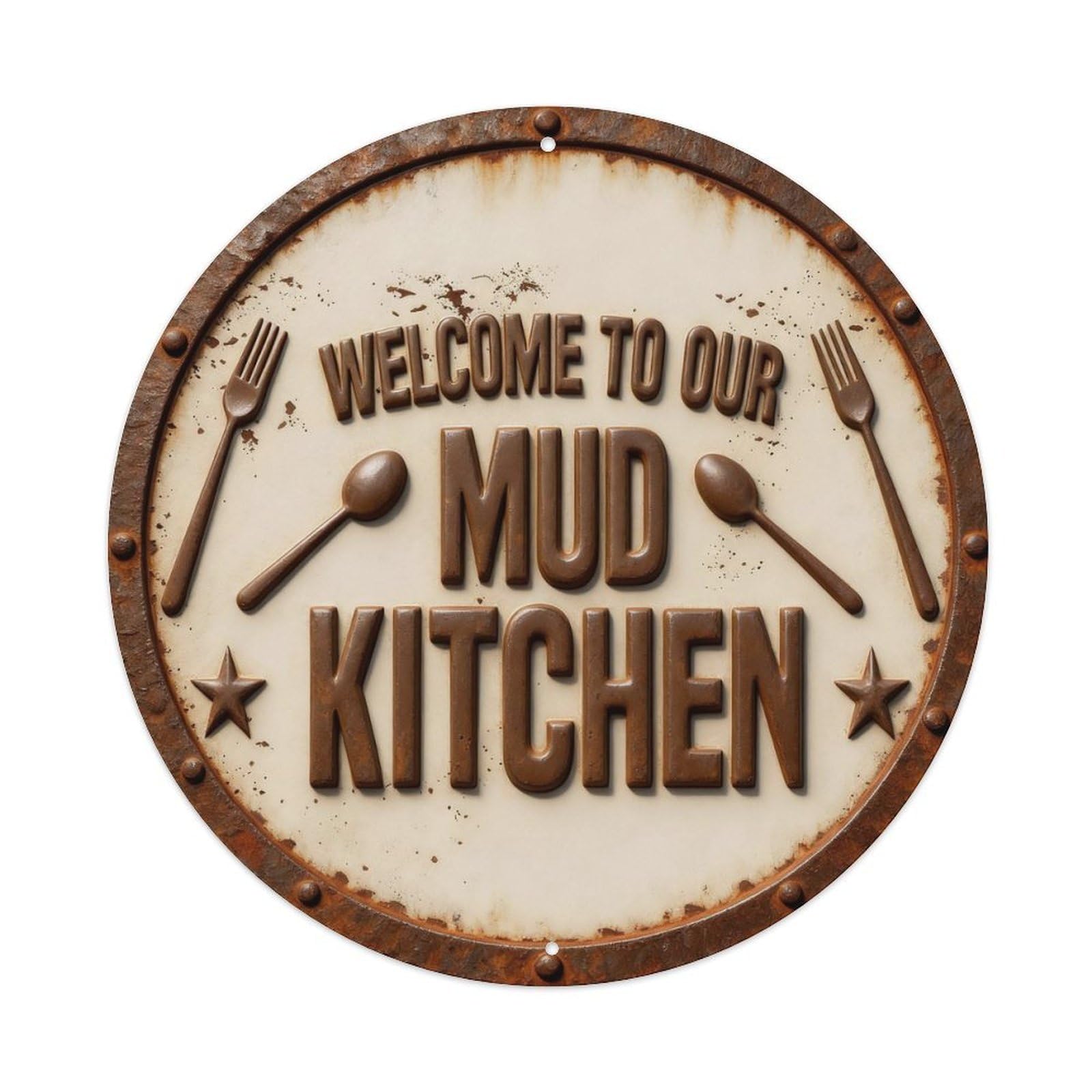 Zlatcbu Vintage Welcome To Our Mud Kitchen Metal Tin Sign Retro Wall Art Poster, Decor For Home Living Room Bar Cafe Garage, 8X8 Inch