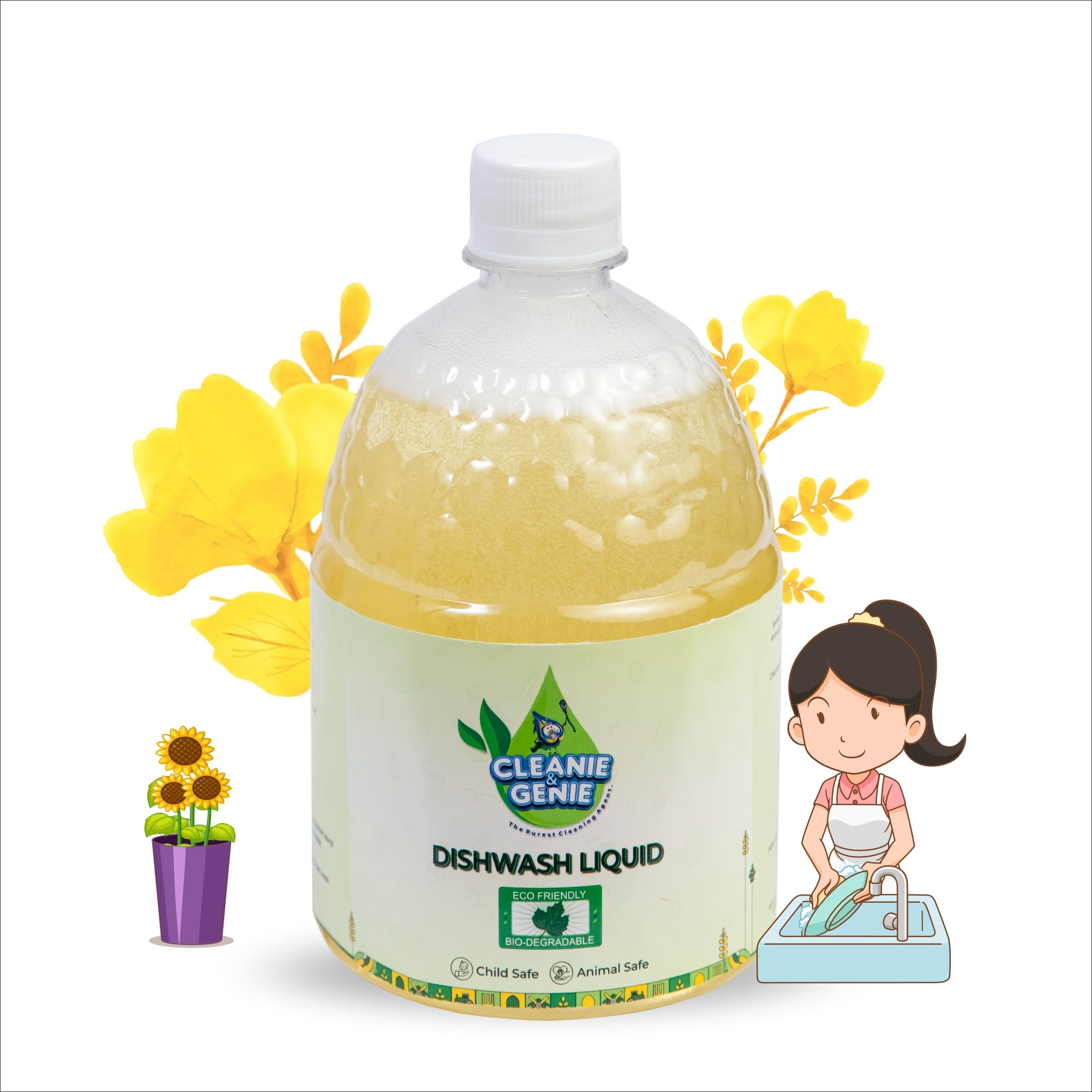 Cleanie & Genie Natural Dishwash Liquid | 750 ML | Plant-Based |Gentle on Hands | Non-Toxic | Safe For Baby & Pet Utensils | Eco-Friendly Cleaning | Paraben-Free | Leaves No Residue And Foul Smell (B0DF838BSJ) Amazon Price History, Amazon Price Tracker