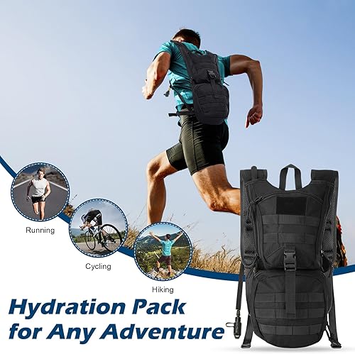 Miniatura 6 de Liliful Mochila táctica de hidratación con vejiga de agua de TPU de 3 l, mochila táctica Molle para agua, paquete de hidratación para hombres y