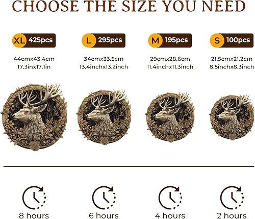 Miniatura 8 de Rompecabezas de madera para adultos, rompecabezas de madera con efecto de visión 3D, diseño de ciervo, forma única, rompecabezas de madera avanzado
