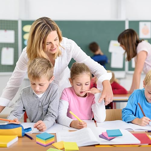 Miniatura 5 de Yexiya 12 blocs de notas adhesivas emergentes de 3 x 3 con forro de colores brillantes, poste autoadhesivo para oficina Shool Home