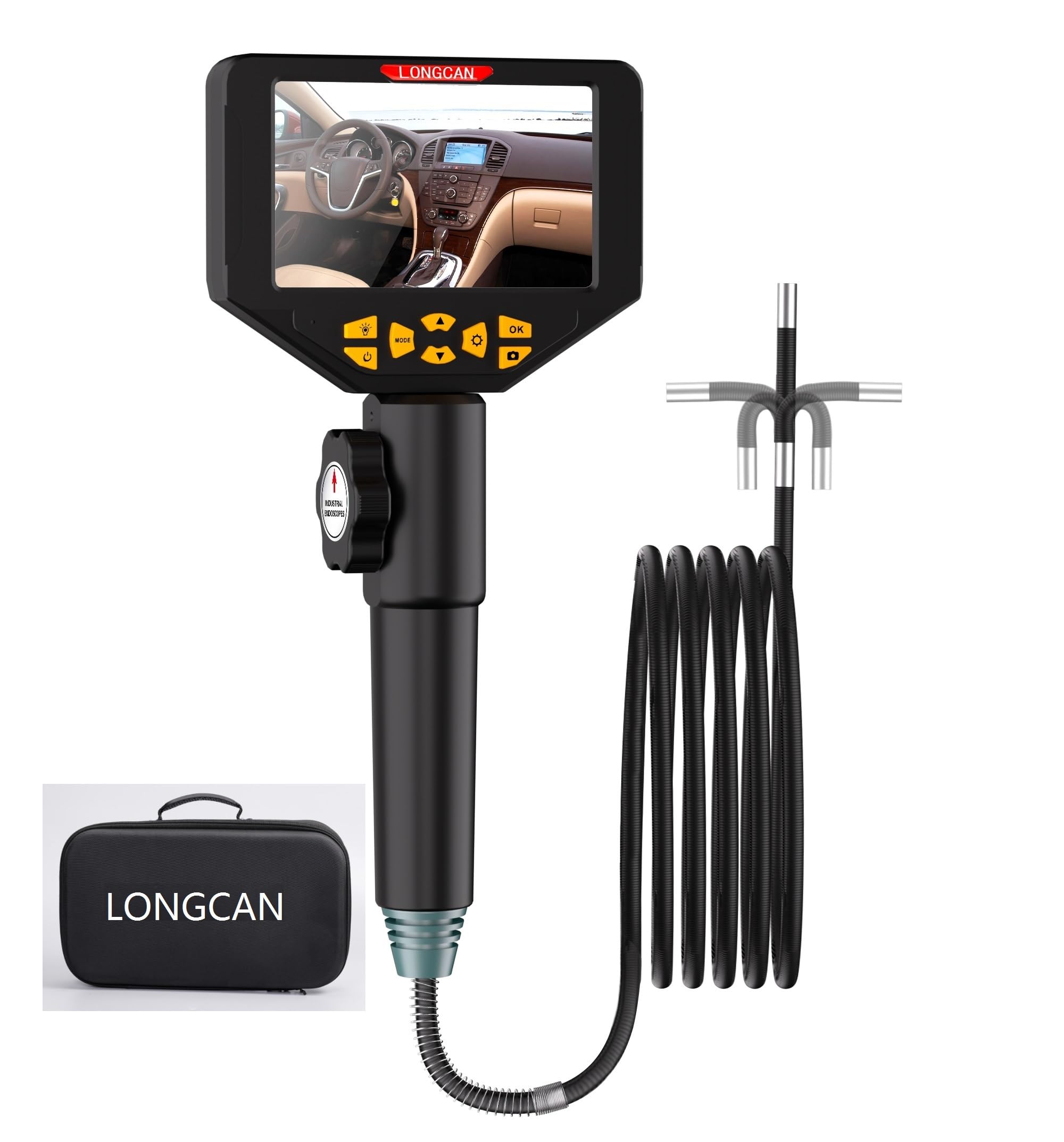LONGCAN 3.3FT Articulating Borescope with 0.33in Two-Way Steering Snake Camera, Waterproof 1080P Endoscope Camera with Light for Mechanics Electriction Wall Pipe Inspection