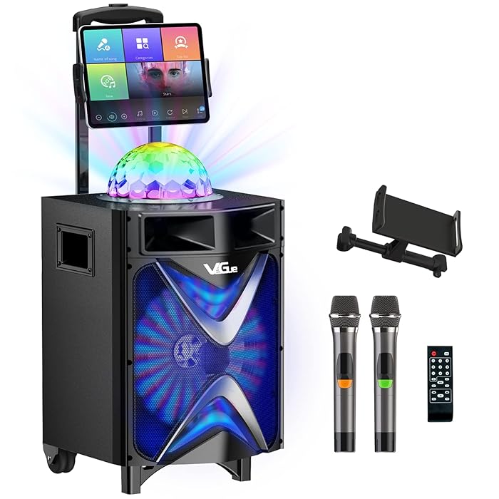Buy Karaoke Machine with 2 Wireless Microphones, VeGue Portable PA