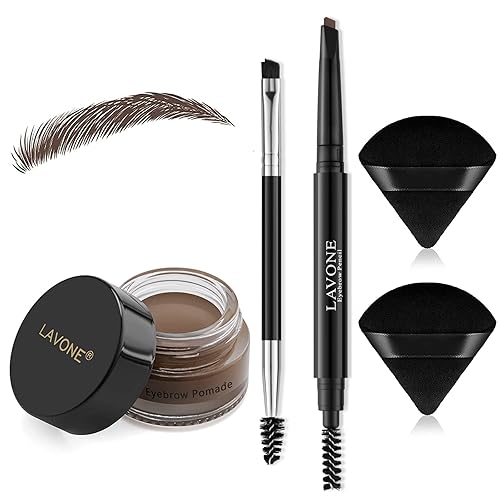 LAVONE Kit de maquillaje de lápiz de cejas para maquillaje de cejas, kit de maquillaje de cejas con lápiz de cejas impermeable, pomada de cejas,