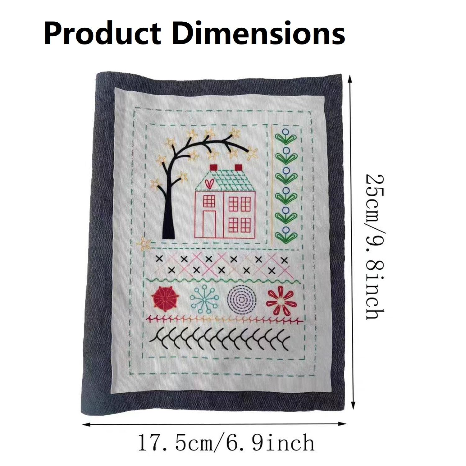 YongXinMY Kit de libro de punto de bordado – Libro de práctica de punto de bordado de lino, tutorial instructivo de 40 patrones y kit de herramientas de costura de 86 piezas para principiantes, hogar