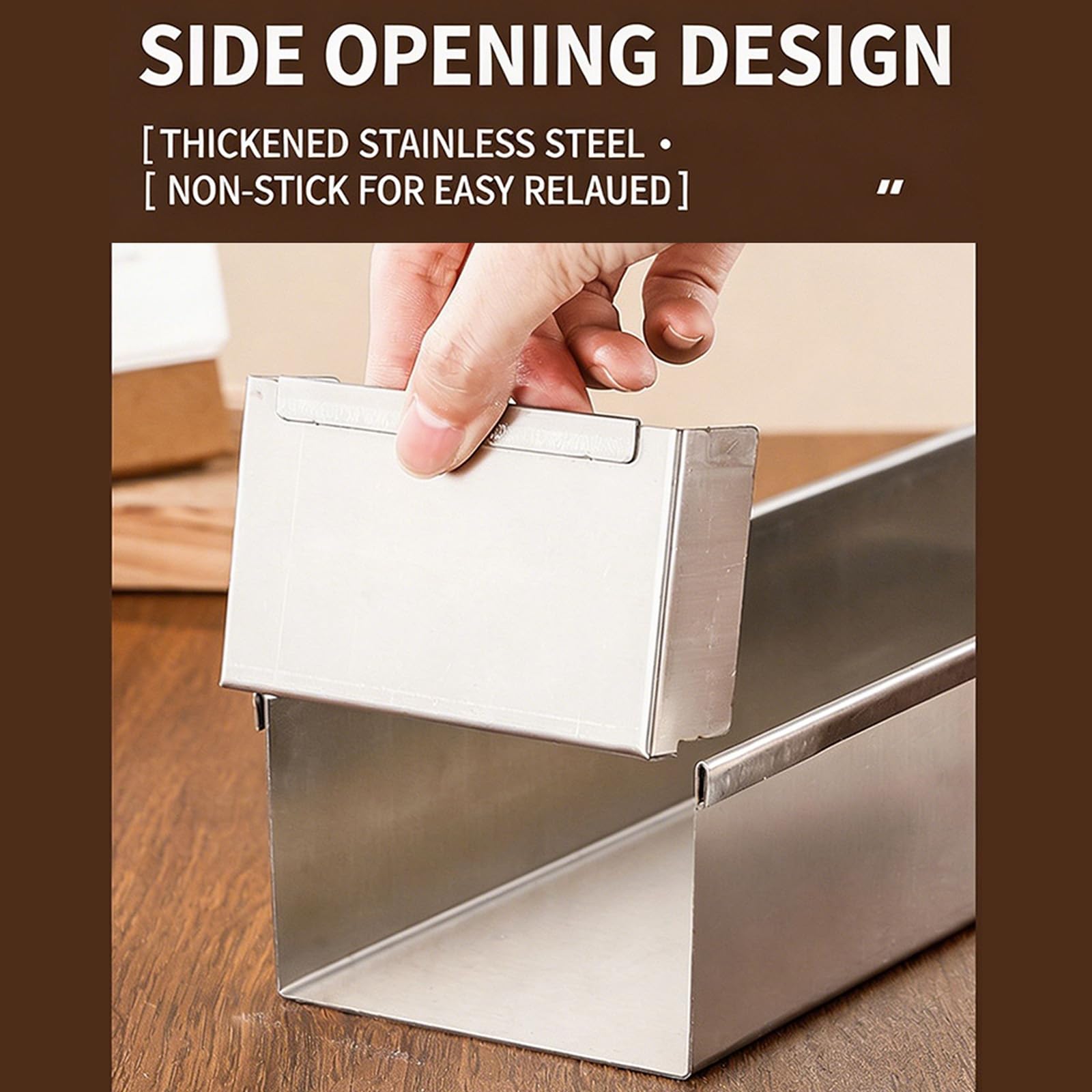 PANGBOER Molde multiusos de acero inoxidable para tartas, moldes de postre multiusos, perfectos para tartas de queso de tiramisú y otras delicias, molde rectangular para hornear
