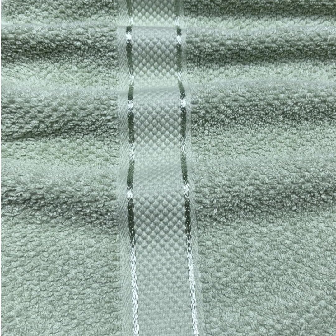 SENSES by Riba Textured Rice Weave Cotton Towels Set (6 Pieces, 550 GSM, Olive Green) | Bath Towel Combo - 2 Bath, 2 Hand & 2 Wash Towels | Antimicrobial, Soft, Absorbent ideal for Daily Use & Gifting 1