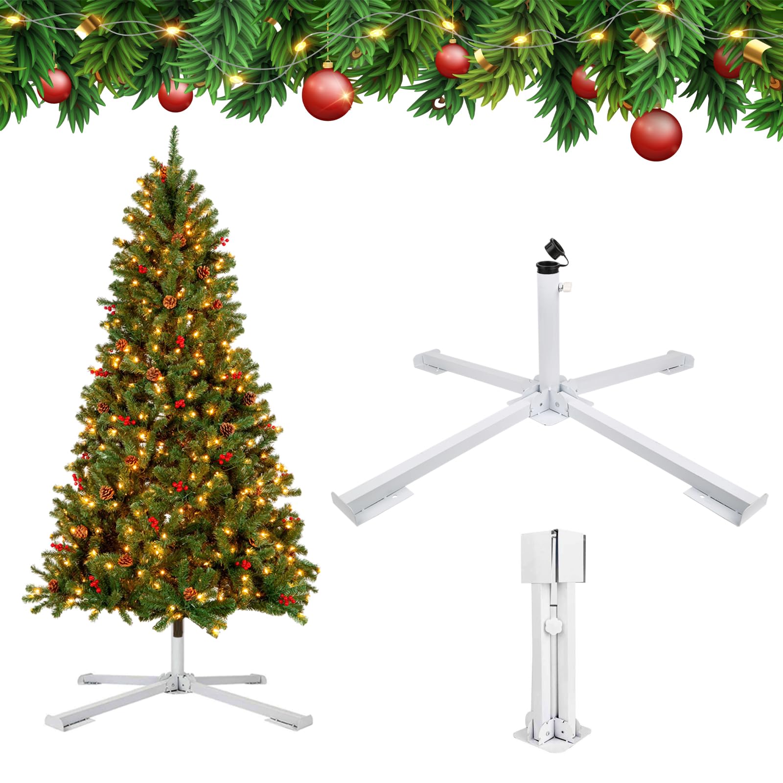 Profully Christmas Tree Stand for Live Tree, Foldable Christmas Tree