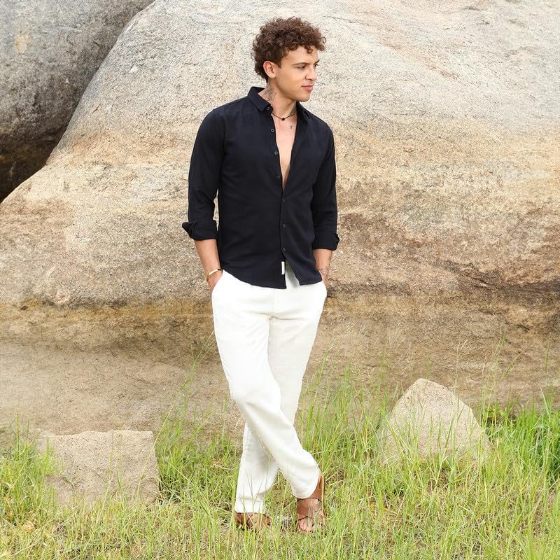 Image of CAHOOT Men's Solid Utility Shirt | Casual Wear | Spread Collar | Long Sleeve | Button Closure | Shirt Crafted with Comfort Fit for Everyday Wear