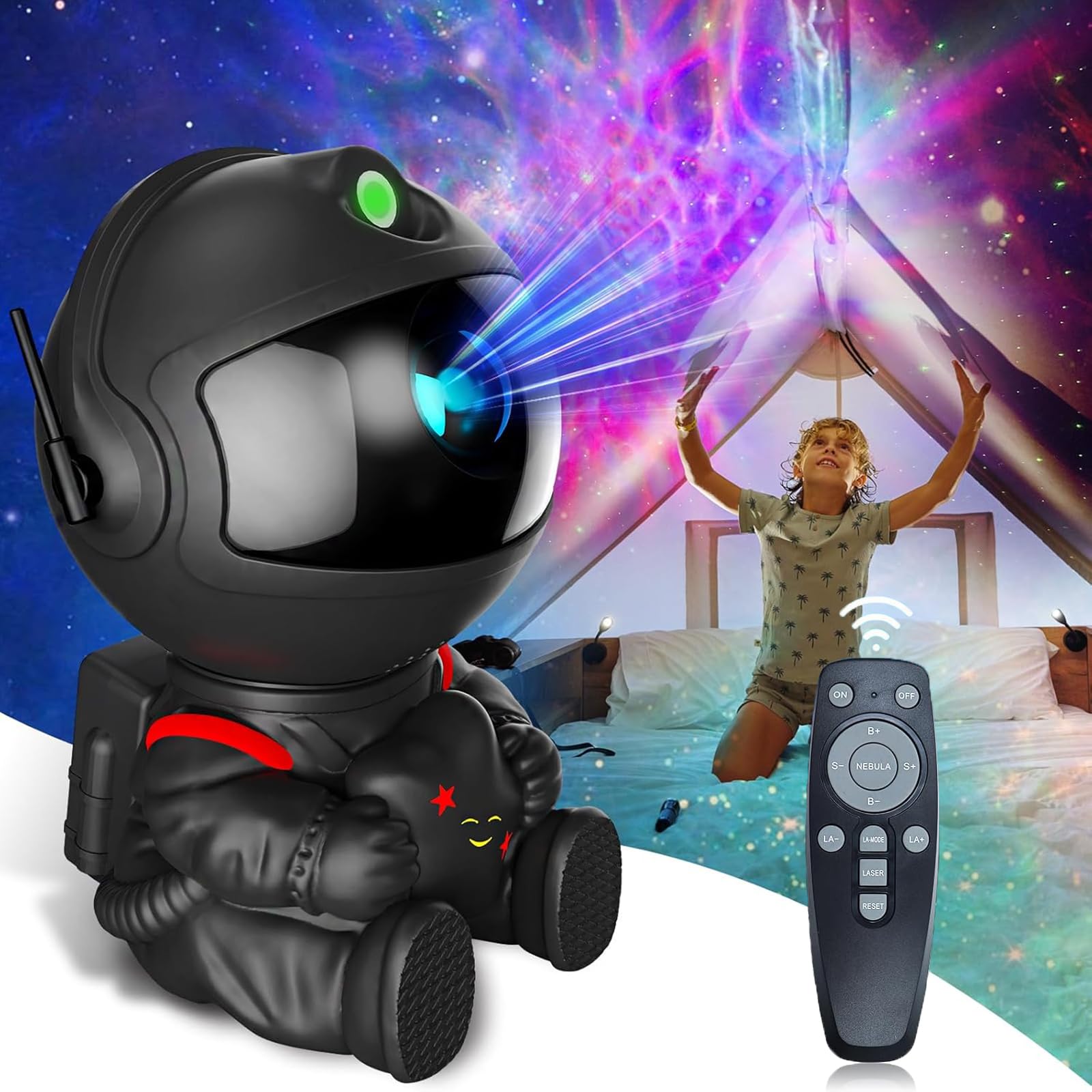 Astronaut Galaxy Star Projector, Galaxy Light Projector, Space Planetarium Projector, Kids Night Light, 8 Modes Remote and 360Β° Adjustable Star Light Projector for Bedroom, Ceiling, Party Decor, Gifts