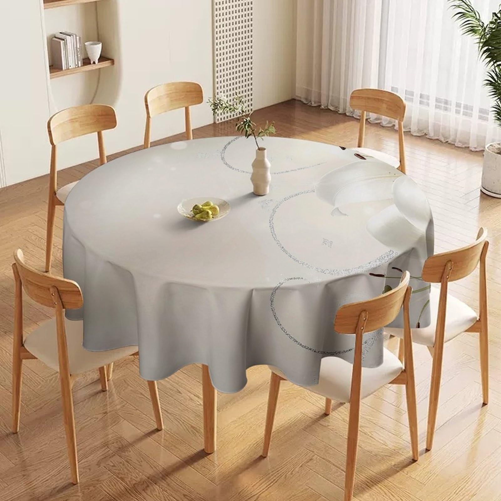 ORDOBO 3D Printed Tablecloth - Flowers And Butterflies Fashion Table Protect Cover Waterproof Wipeable For Kitchen Dinner Garden Dining Home Decoration 177X177Cm