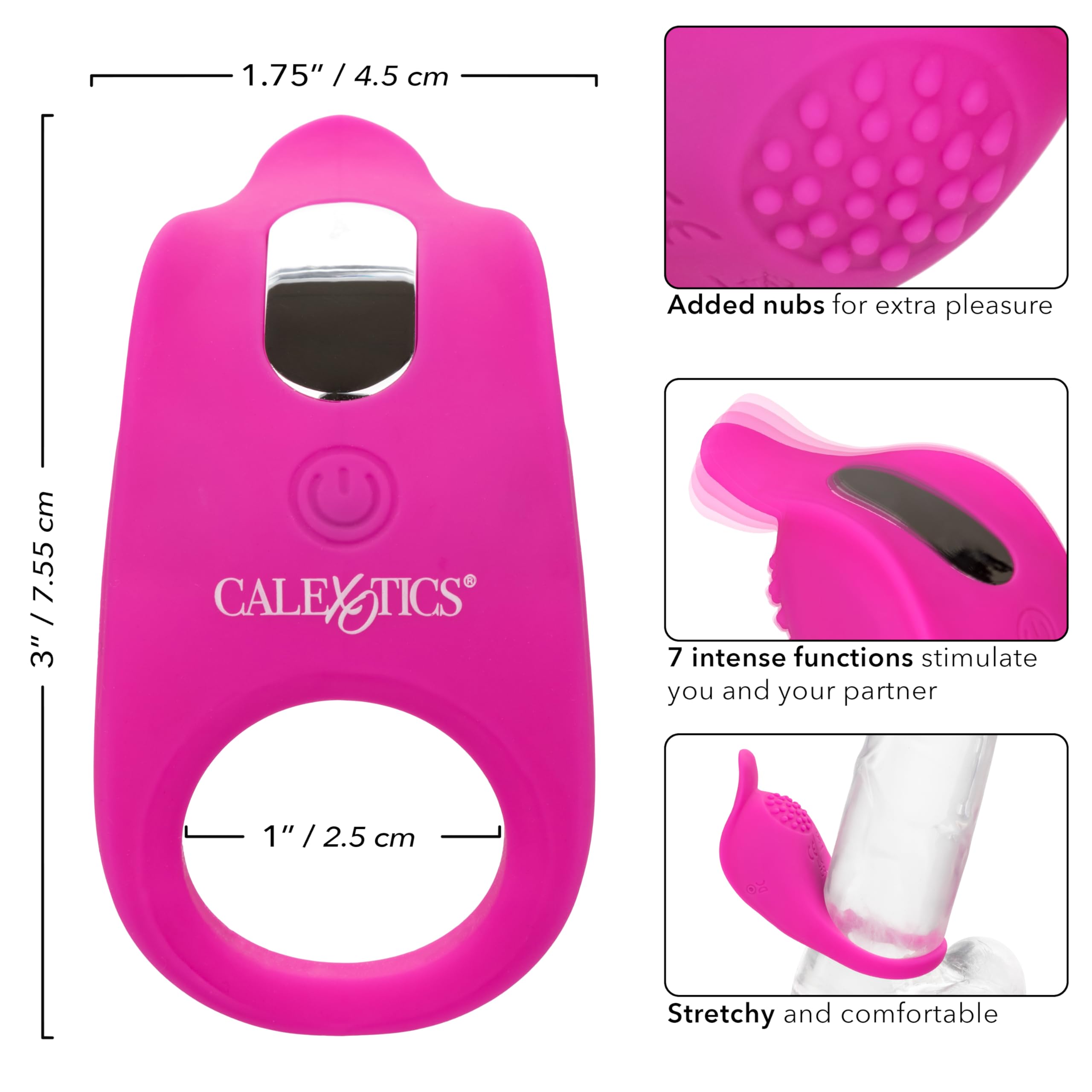 Amazon.com: CalExotics Rechargeable Passion Enhancer  7 Function Vibrating  Waterproof Pleasure Ring  Silicone Clitoral Massager Sex Toy for Couples -  Pink : Health & Household