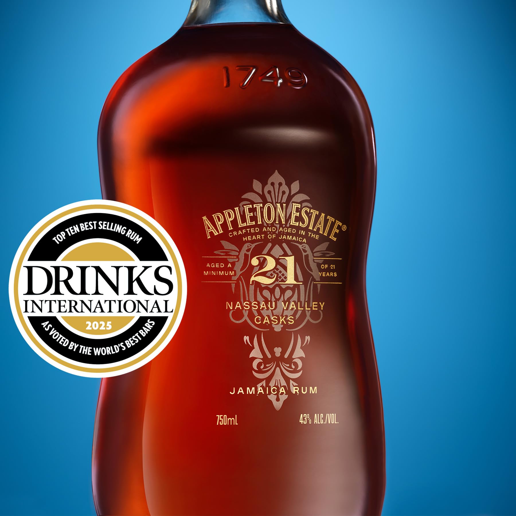 Appleton Estate 21 Years Old Nassau Valley Casks | gold-brauner Jamaica Rum| hochwertiges Geschenk | in Eichenfässern gereift | 43% Vol.| 1 x 0,7 l