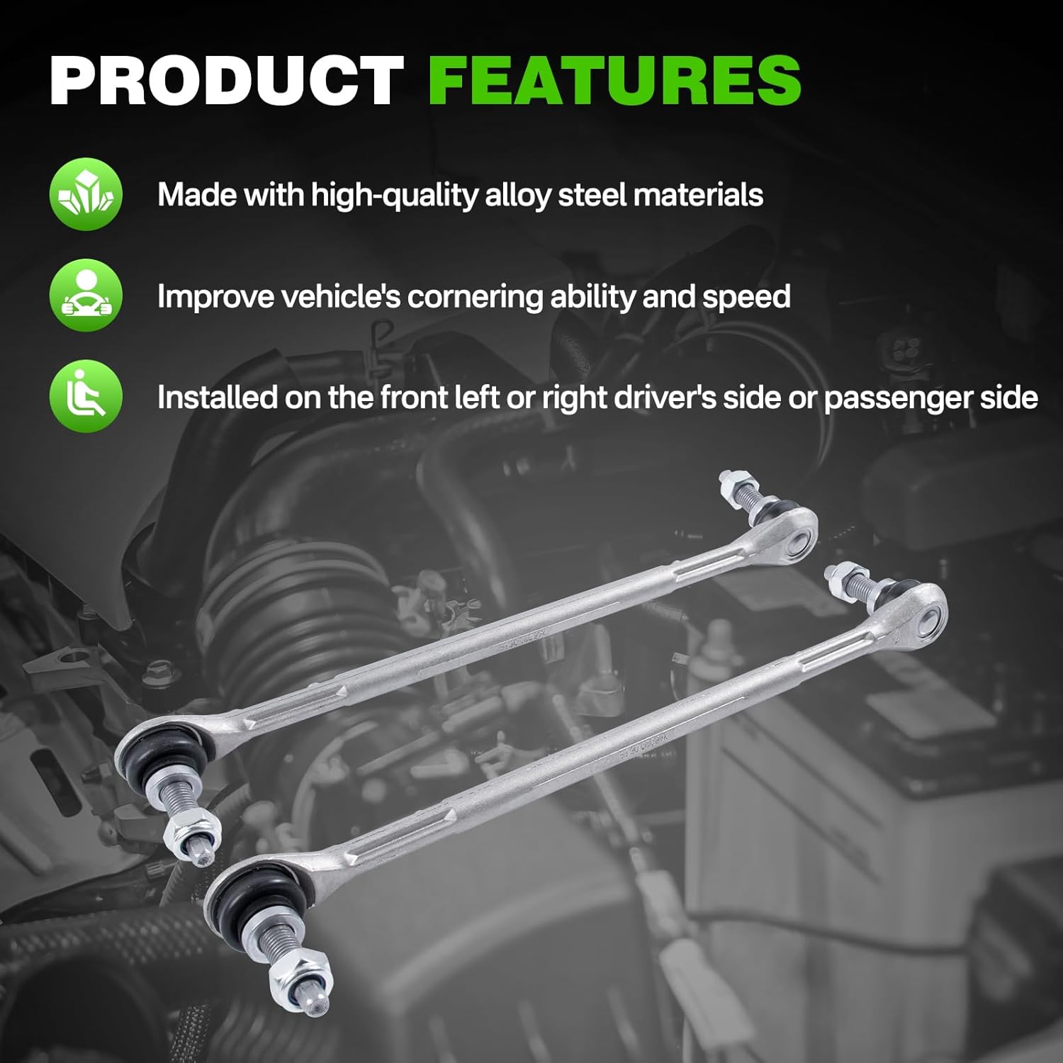 Front Stabilizer Bar Link Compatible with Mercedes-Benz B250e 2016-2017, C117/C118 CLA250/CLA45 AMG 2014-2019, GLA250 2015-2020, GLA45 AMG 2015-2019, Replace 2463200689 K750875, 2Pcs