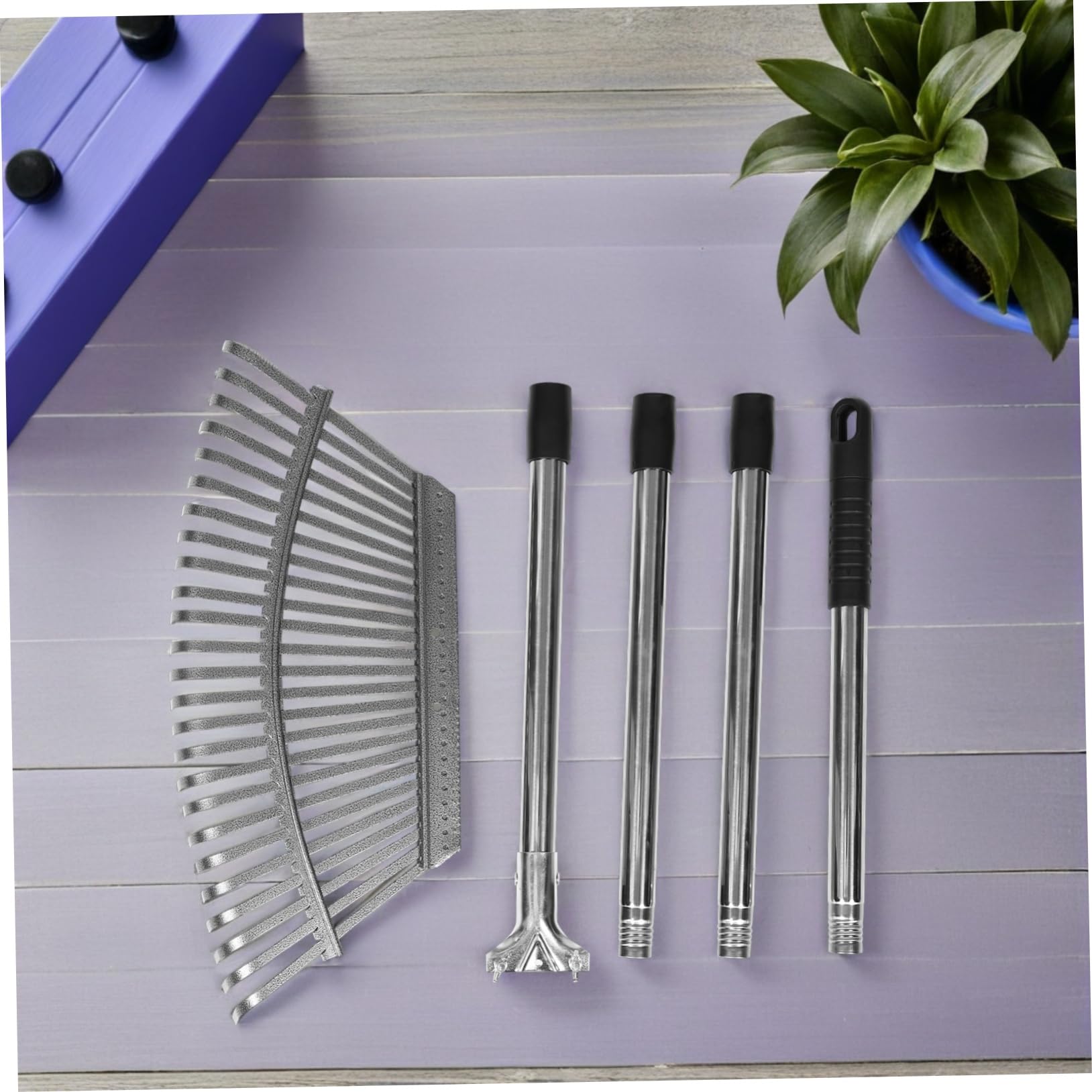 Gartenrechen mit 25 Zinken aus Edelstahl , Verstellbar